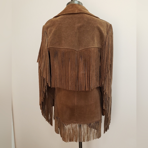 Vintage Rancher by Schott Bros Brown Suede Leather Fringed Jacket, Size 34 - Picture 2 of 8